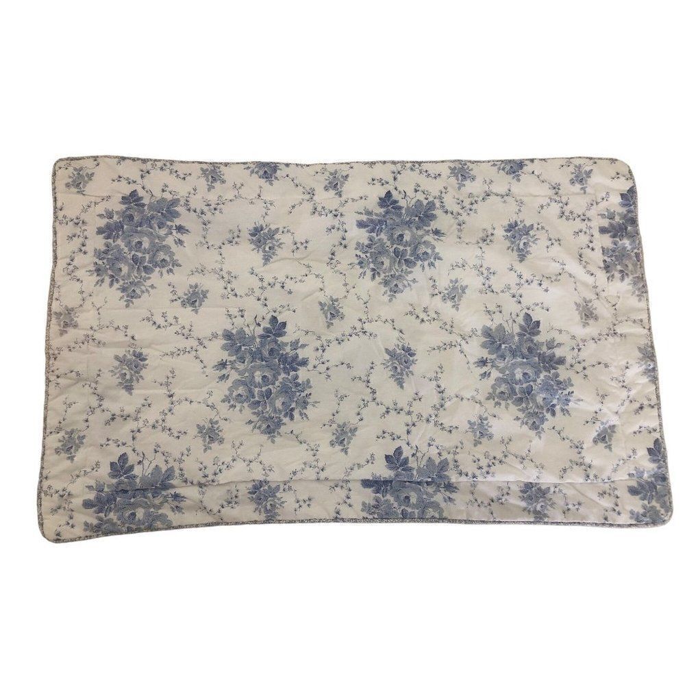 Vintage Laura Ashley Sophia Blue & White Pillow Case Rose Pattern 38x23